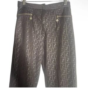 Fendi Vintage Monogram Deep Brown Zuca Leggings Size M